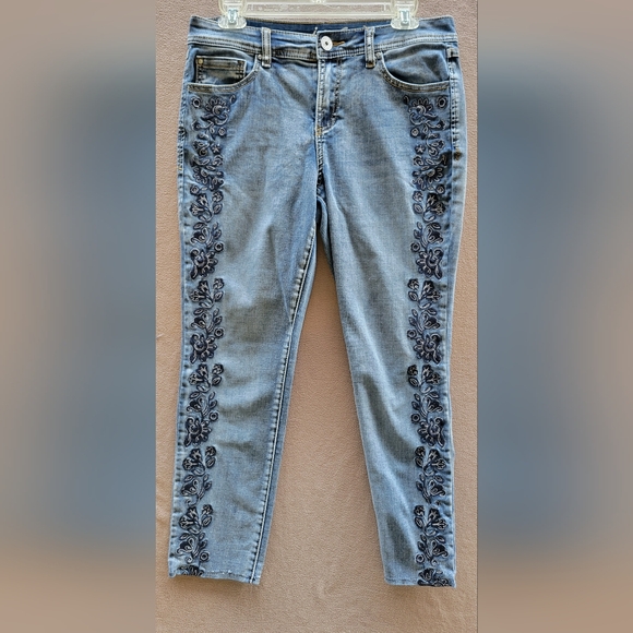 INC Women's Skinny Jeans size 6 Blue Ankle Cropped with Lace-Up Detail - Picture 1 of 8